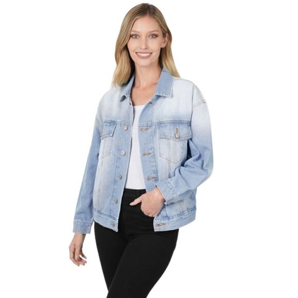 NWT OVERSIZED DENIM JACKET LIGHT BLUE - Picture 2 of 9